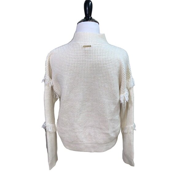 MICHAEL Michael Kors Women's M Medium Chunky Knit Sweater Fringed Textured Beige - Picture 5 of 7